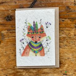 Einpflanzbare Grußkarte Fuchs aus Samenpapier 